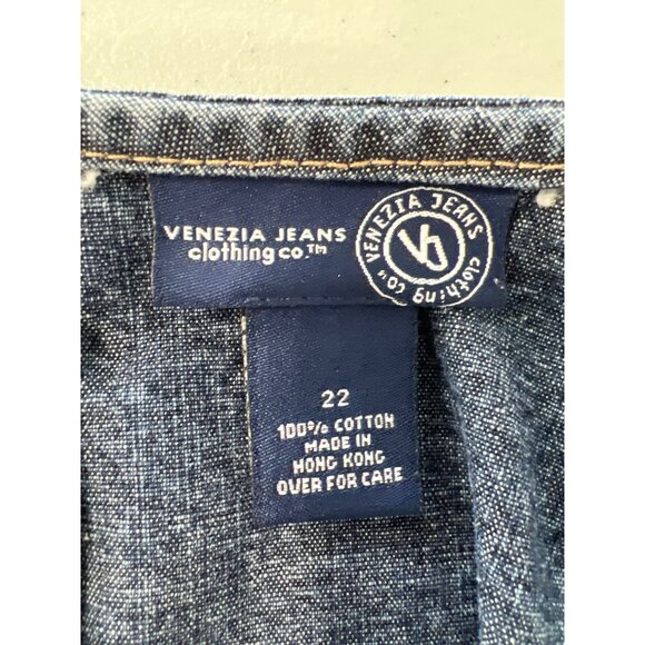 Y2K Venezia Jeans Embroidered Top and Pants Denim Set Size 22 Blue Distressed - Picture 3 of 5